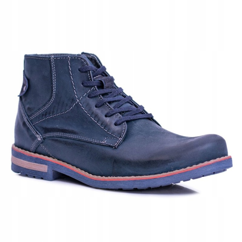 Lederstiefel für Herren mit Reißverschluss Komodo 731 navy blau 1