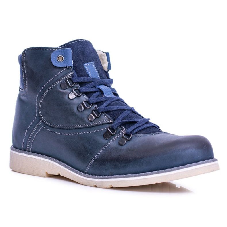 Warme Lederstiefel für Herren Navy Komodo 733 marineblau 1