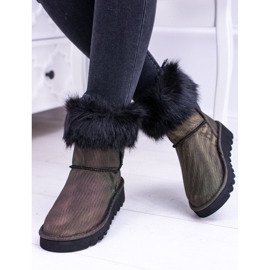 Moow Hohe Schneestiefel für Damen mit Fell Fourrure mehrfarbig gelb 1