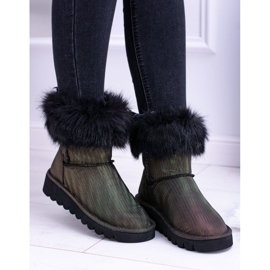 Moow Hohe Schneestiefel für Damen mit Fell Fourrure mehrfarbig gelb 2
