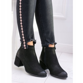 Schwarze Lederstiefel für Damen mit Absatz Nicole 1