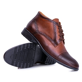 Joker Herren Warme Stiefel Polnische Lederstiefel Cognac Columbs braun 2