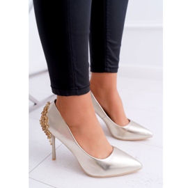 FB1 Damen Stilettos in Gold mit Larento-Dekor golden 1