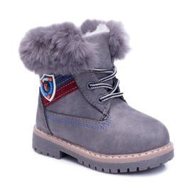 Kinder Jungen Stiefel mit Fell Warm Trappers Grau Cobi 1