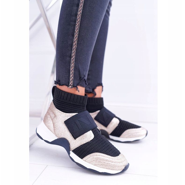 Damen Sportschuhe Lu Boo mit Socke Gold Glitter Phantom schwarz mehrfarbig gelb 2