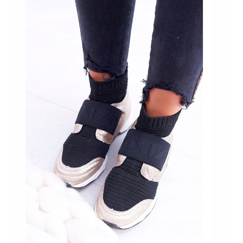 Damen Sportschuhe Lu Boo mit Socke Gold Glitter Phantom schwarz mehrfarbig gelb 1