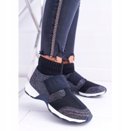 Damen Sportschuhe Lu Boo Mit Socke Schwarz Glitter Phantom 1