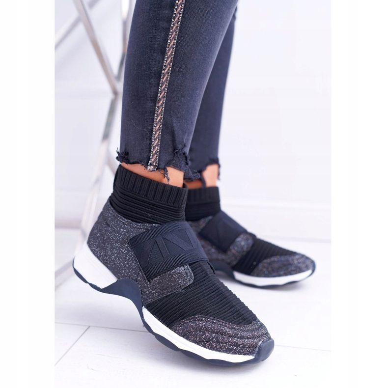 Damen Sportschuhe Lu Boo Mit Socke Schwarz Glitter Phantom 1