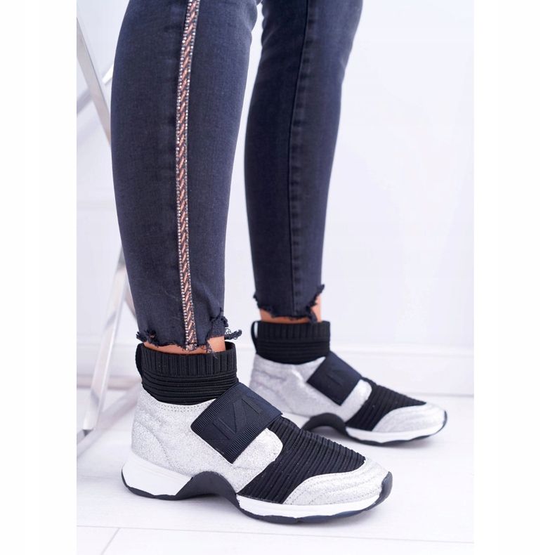 Damen Sportschuhe Lu Boo mit Socke Silver Glitter Phantom schwarz grau mehrfarbig 2