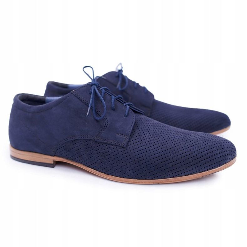 Bednarek Polish Shoes Herren Brogues Bednarek Nubuk durchbrochene Marineblau Hermes 1