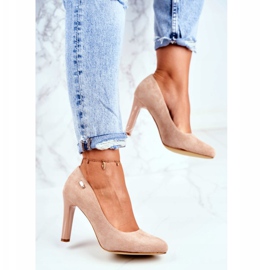 Damen Pumps mit Absatz Wildleder Beige Sergio Leone Campbell 2