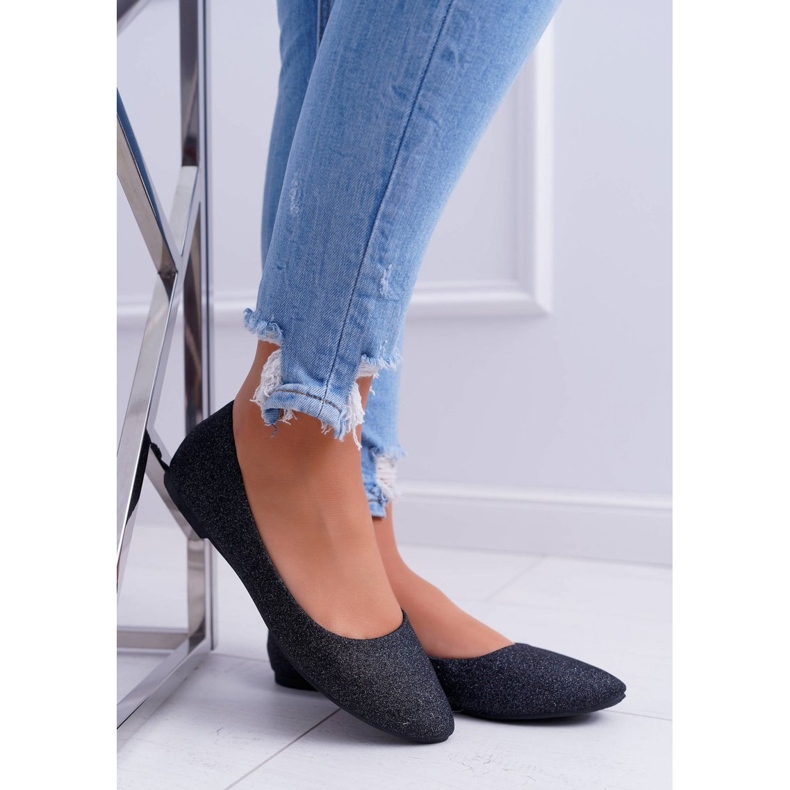 PS1 Damen Ballerinas Glitzer Schwarz Fifi 2