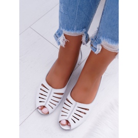 Damen Ballerinas Maciejka Leder Offene Zehen 03497-59 weiß 2