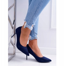 FB1 Damen Stilettos Wildleder In Spitz Marineblau Creme 2