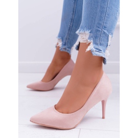 Bellucci Damen Stilettos Wildleder In Rosa Creme Spitz 1