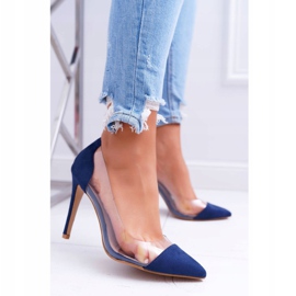 NFR Transparente Damen Stilettos mit Spitz Marineblau Live 2