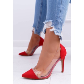 NFR Transparente Damen Stilettos Red Spitz Live rot 1