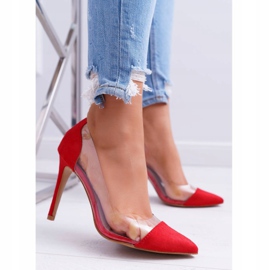 NFR Transparente Damen Stilettos Red Spitz Live rot 2
