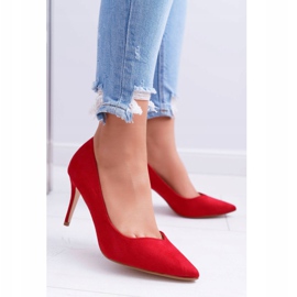 FB1 Damen Wildleder Stilettos In Spitz Rot Creme 2