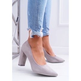 SEA Damen Pumps mit Absatz Wildleder Grau Strawberry 1