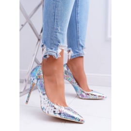 Damen High Heels Lu Boo Blaue Schlange In Spitz Iris mehrfarbig 2