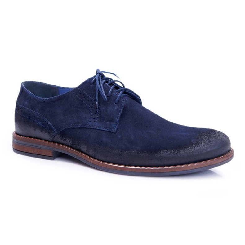 Herren Brogues Casual Leder Nikopol Marineblau Lajos 1