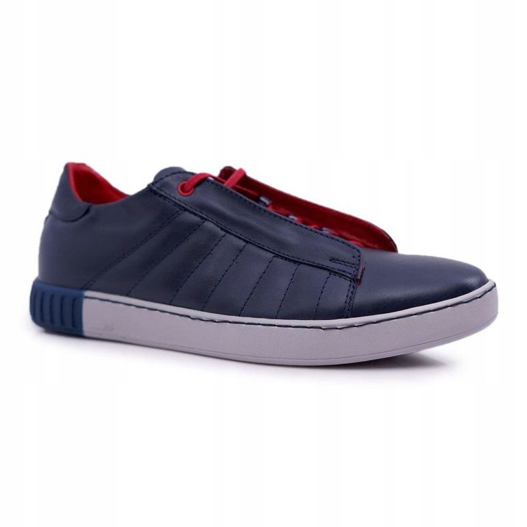Bednarek Polish Shoes Herren Brogues Bednarek Sport Lederschuhe ohne Netz Navy Blue Geos marineblau 1