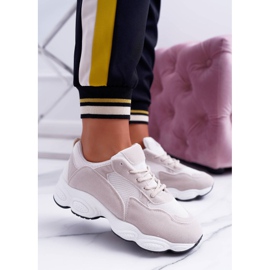 NFR Damen Sportschuhe Wildleder Beige und Weißer Lollipop braun 2