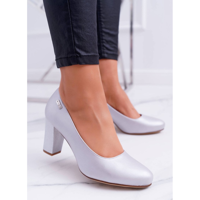 Damen Pumps Sergio Leone PB130 Silver Pearl Amber grau 2