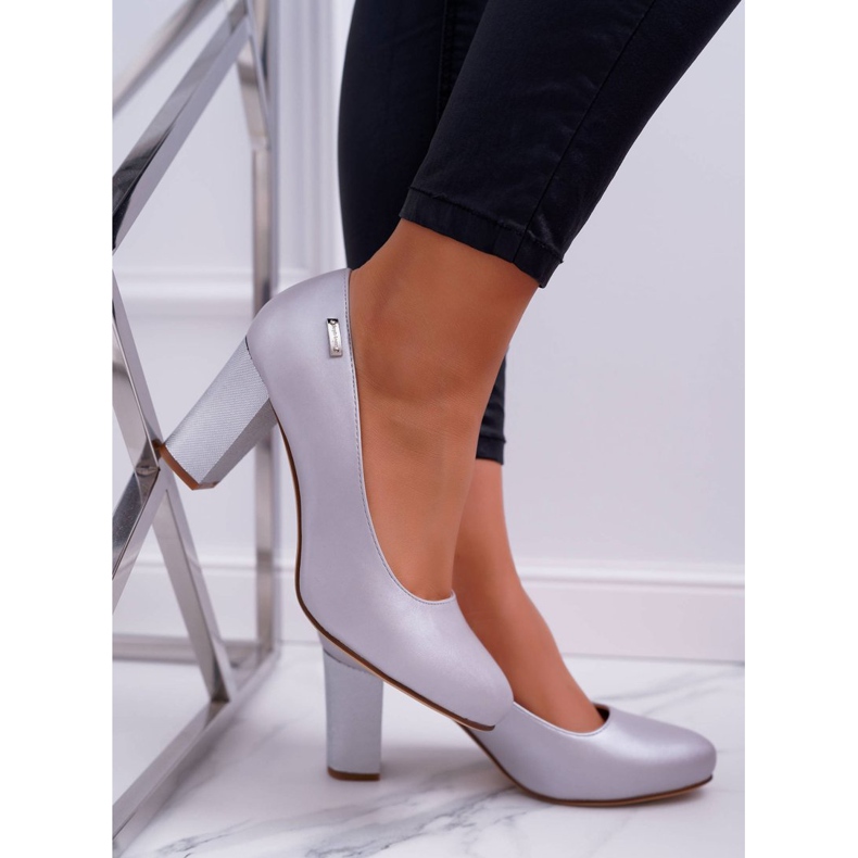 Damen Pumps Sergio Leone PB130 Silver Pearl Amber grau 1