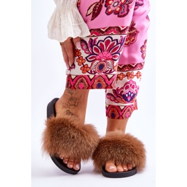 BM Damen Hausschuhe mit Naturfell Braun Naturis 1