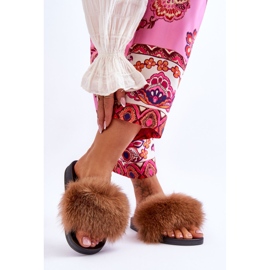 BM Damen Hausschuhe mit Naturfell Braun Naturis 2