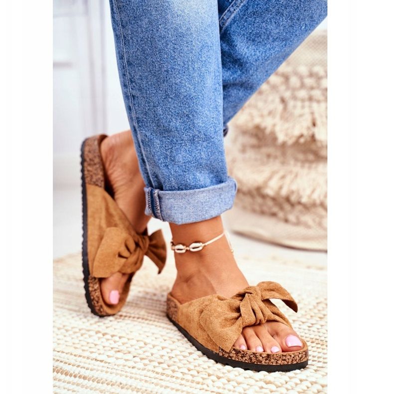 PS1 Braune Hausschuhe für Damen mit Schleife Wendy Cork 2