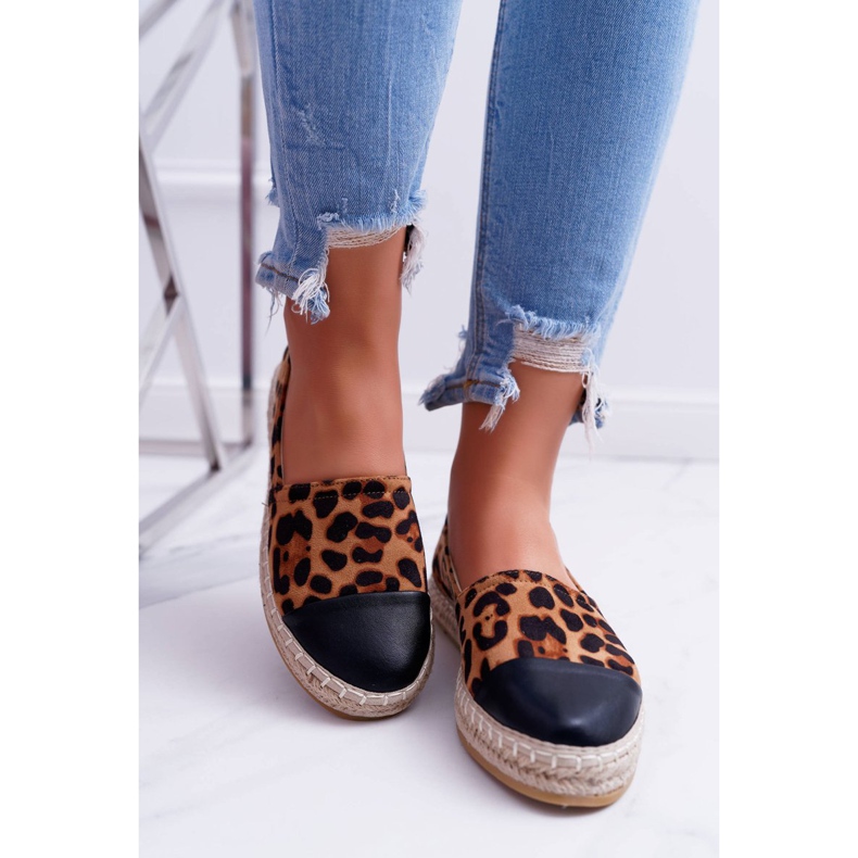NFR Damen Espadrilles Leopard Flaty braun 2