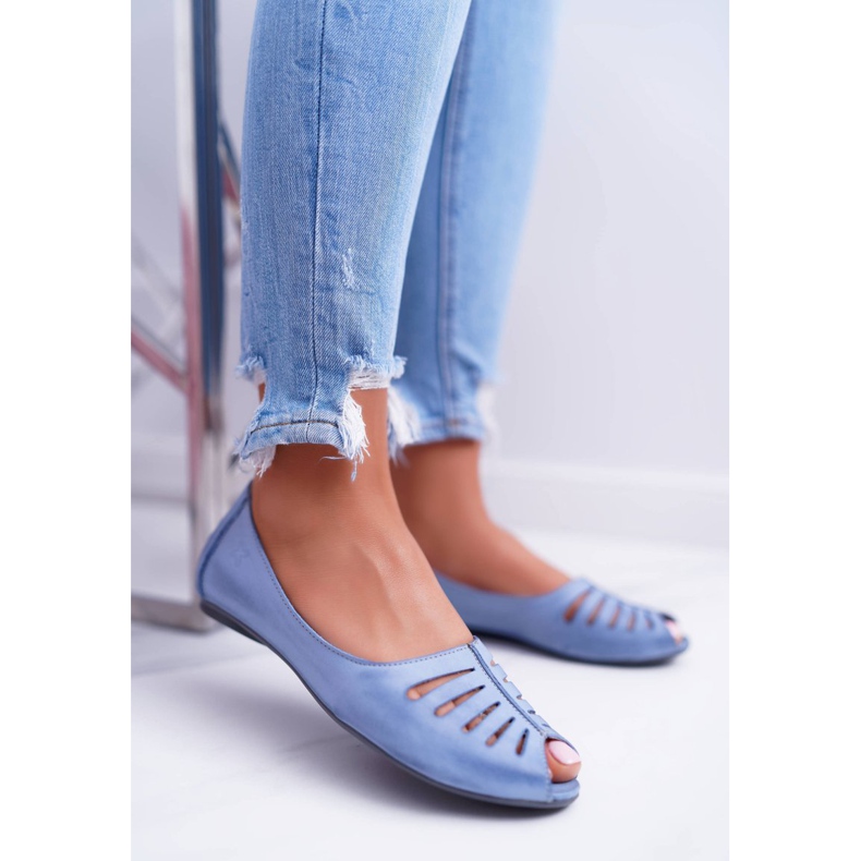 Damen Ballerinas Maciejka Leder Hellblau 03497-33 1