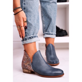 Flache Stiefel für Damen Maciejka Spring Leather Navy Blue 04091-27 blau 2