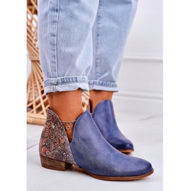 Flache Stiefel für Damen Maciejka Spring Leather Navy Blue 04091-27 blau 1