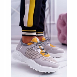 NFR Damen Sportschuhe Hohe Sohle Gelb Chillout grau mehrfarbig 1