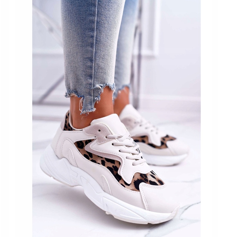 FJ1 Damen Sportschuhe Beige Leopard Mezeno weiß braun 1