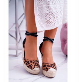 FB2 Damensandalen auf einem Leinenkeil mit Leopardenmuster Canterola braun schwarz 2