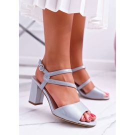 Damen Sandalen mit hohem Absatz Sergio Leone SK844 Lackiert Grau Tres 1