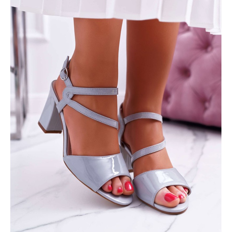 Damen Sandalen mit hohem Absatz Sergio Leone SK844 Lackiert Grau Tres 2