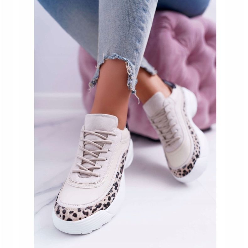 FC1 Damen Sportschuhe Leopard Debora beige braun 2