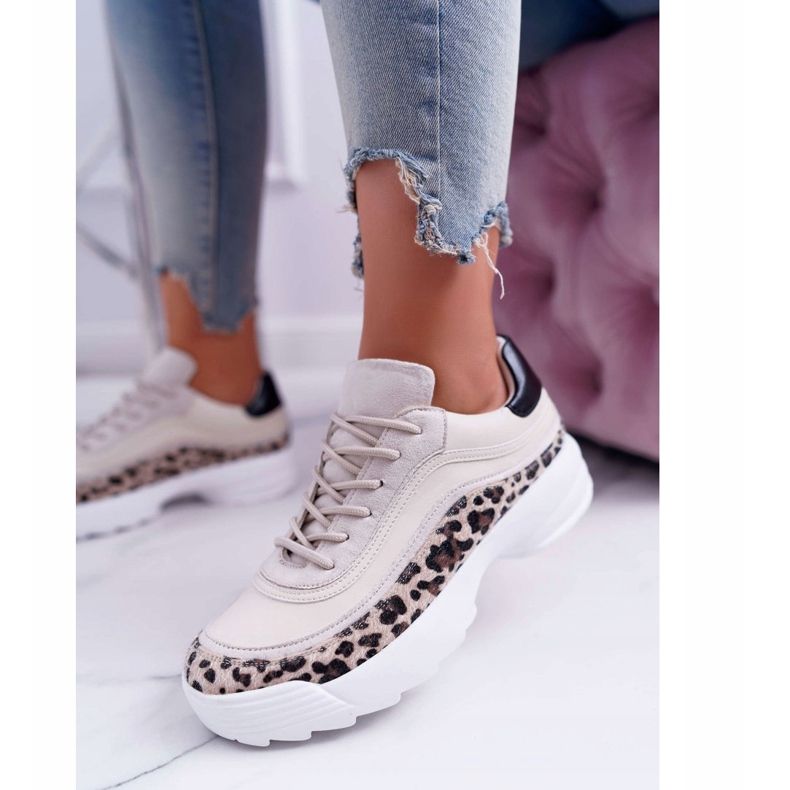 FC1 Damen Sportschuhe Leopard Debora beige braun 1