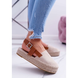 NFR Damen Espadrilles Wildleder auf einer beigen Parteno-Plattform 1