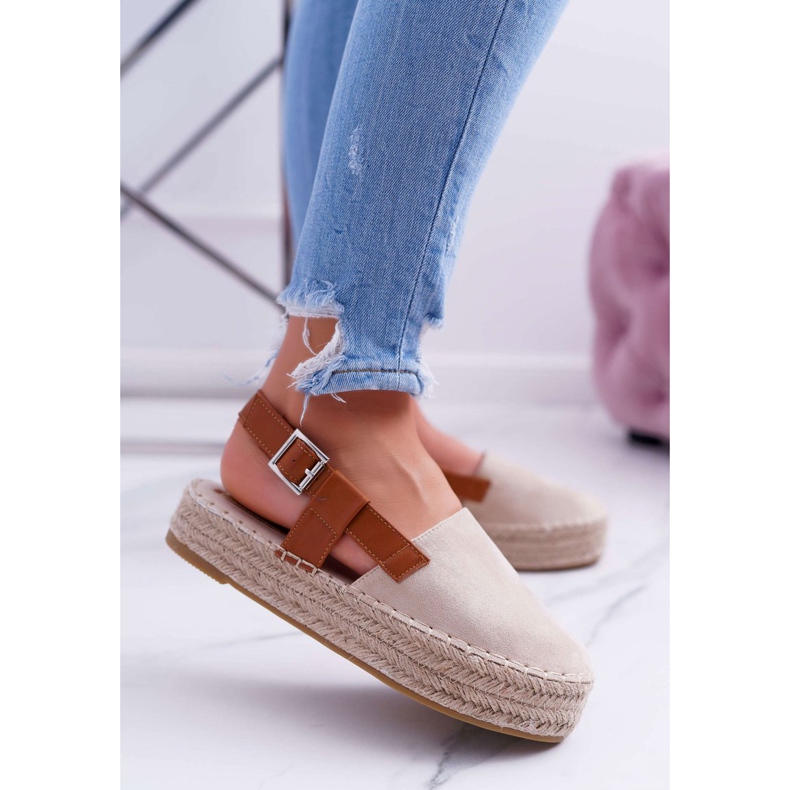 NFR Damen Espadrilles Wildleder auf einer beigen Parteno-Plattform 1