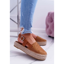 NFR Wildleder-Espadrilles für Damen auf der Camel Parteno-Plattform braun 1