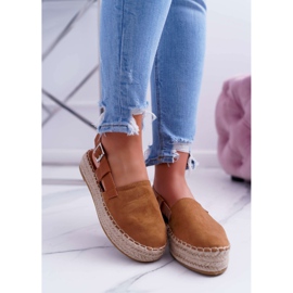 NFR Wildleder-Espadrilles für Damen auf der Camel Parteno-Plattform braun 2