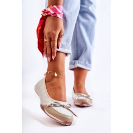 EVE Durchbrochene Ballerinas aus weißem und beigem Leder für Damen Erdola braun 1