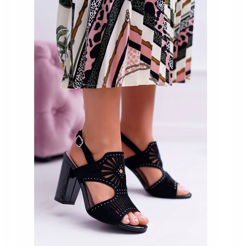 Damen Sandalen mit hohem Absatz Sergio Leone SK852 Wildleder Schwarz Diven 2